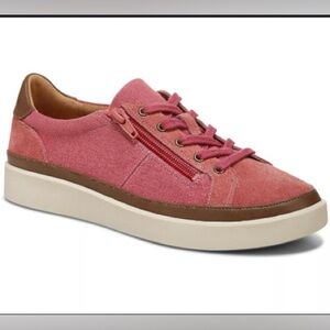 Vionic Womens Size 9 Pink suede and canvas lace up zipper sneakers beautiful